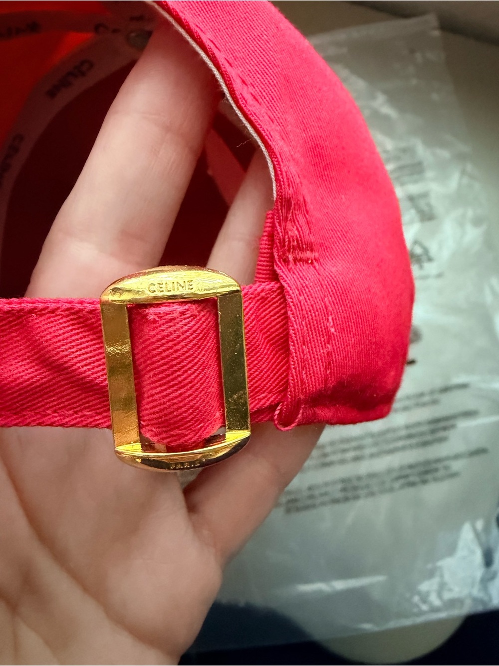 Celine Red Baseball Cap with Triomphe logo - Picture 4 of 8